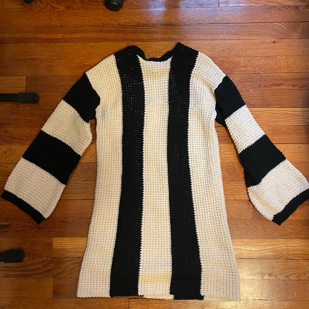 Anthropologie Black and Cream Striped Dress
